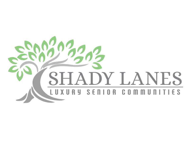A logo for Shady Lanes Luxury Senior Communities features a tree with green leaves.